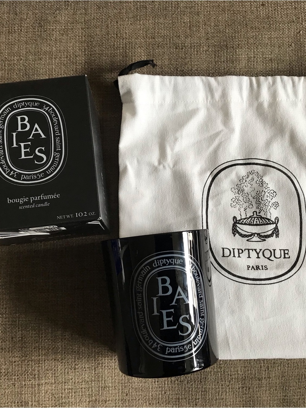 diptyque Baies Black Candle Jar (only) w/ pouch and original box